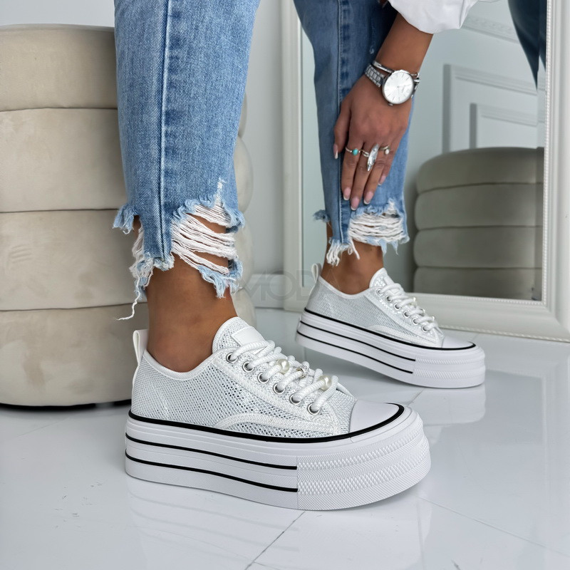 Biele flitrované tenisky mna platforme-324977-31