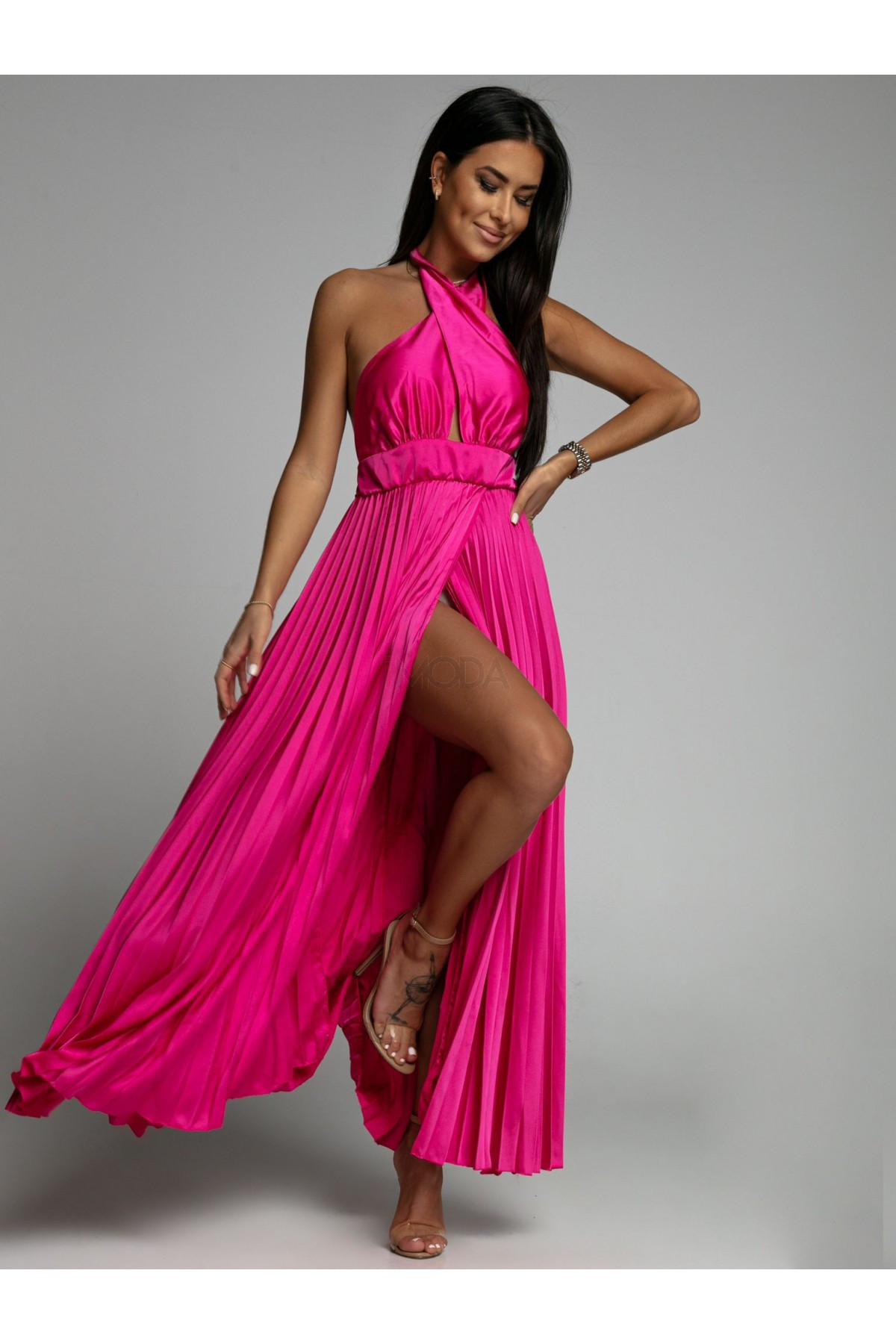 Ružové dlhé saténové šaty-268197-36