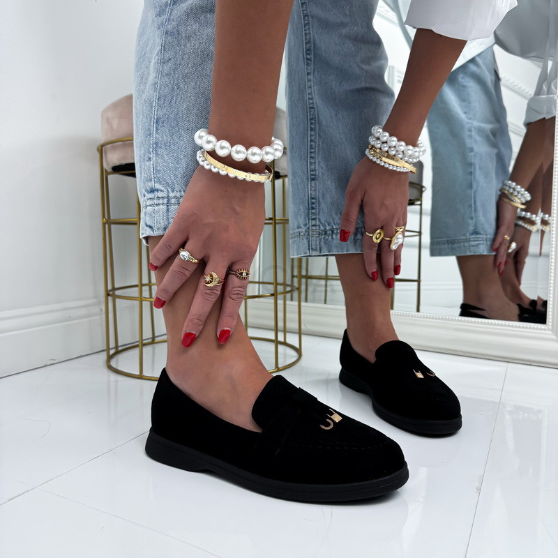 Čierne semišové mokasíny-326329-33