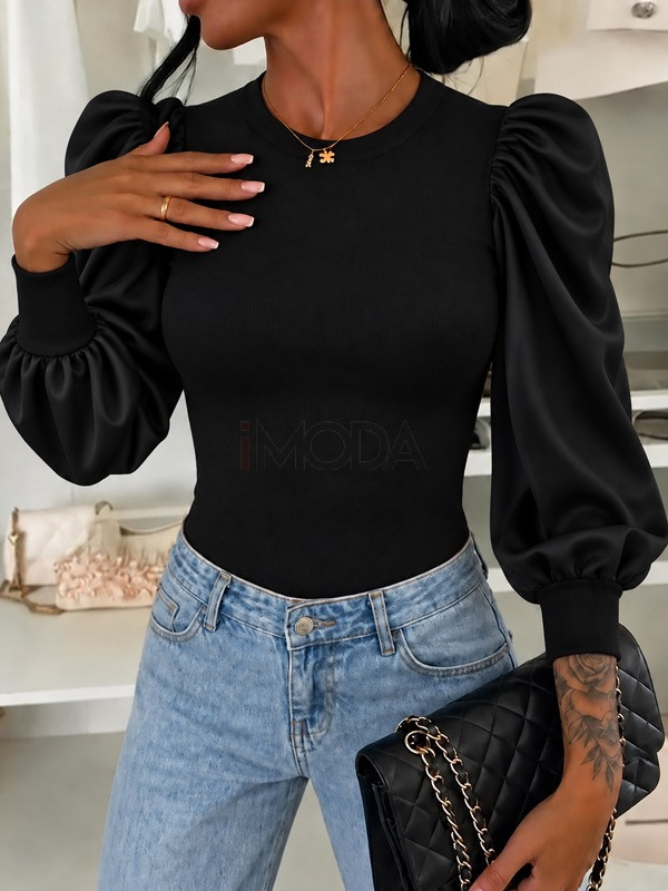 Čierny top s PUFFY rukávmi-330831-31