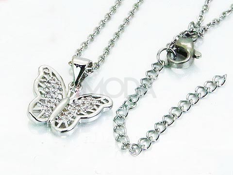 Oceľový náhrdelník s motýlikom-193293-31