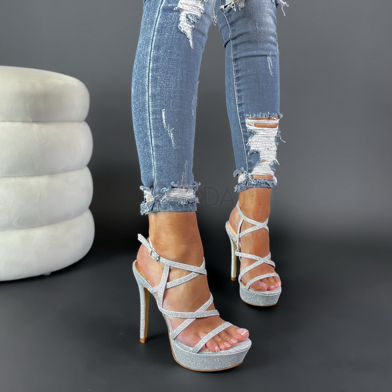 Strieborné sandále na platforme-298239-33