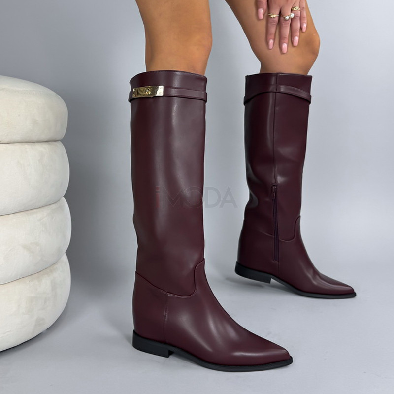 Bordové vysoké čižmy na platforme-324196-34