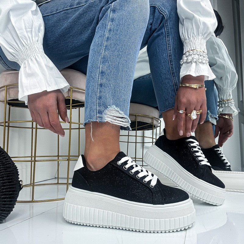 Čierne trblietavé tenisky-326058-32