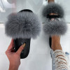 Sivé šľapky s pravou kožušinou
