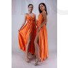 Oranžové saténové dlhé šaty