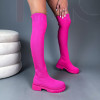Fuchsiové  nasúvacie vysoké čižmy