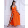 Oranžové  dlhé saténové šaty