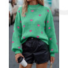 Zelený sveter s ružovými srdiečkami