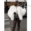 Kožuch z mongolskej ovečky WHITE