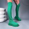 Zelené  nasúvacie vysoké čižmy