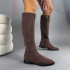 Hnedé semišové vysoké čižmy