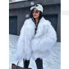 Kožuch z mongolskej ovečky WHITE