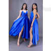 Modré dlhé saténové šaty