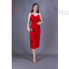 Červené  saténové dlhé  šaty