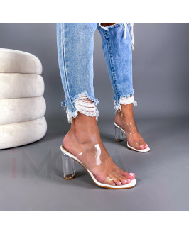 Biele  transparentné sandále
