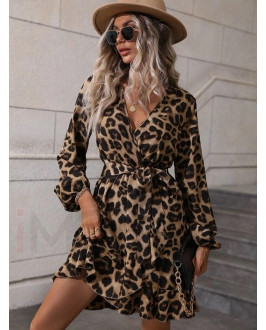 Leopardie šaty s opaskom