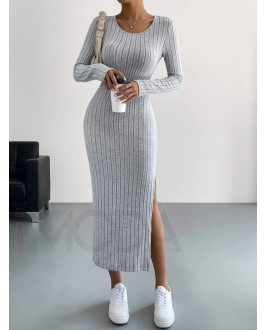 Sivé dlhé šaty