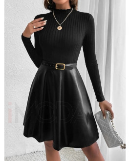 Čierne koženkové šaty 