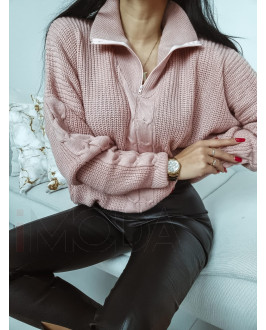 Ružový oversize krátky sveter