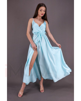 Svetlo modré dlhé saténové šaty