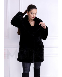 Čierny kožušinový kabát