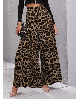 Široké nohavice s leopardím vzorom 