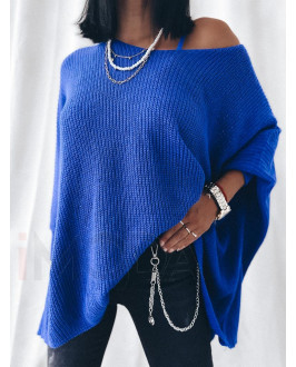Modrý oversize sveter