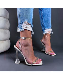 Béžové  sandále s kamienkami