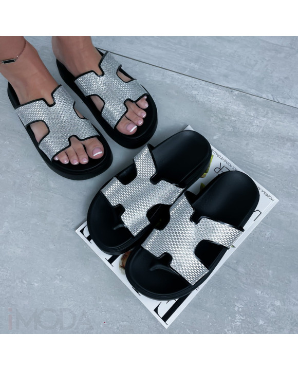 Čierno-strieborné šľapky-316448-20