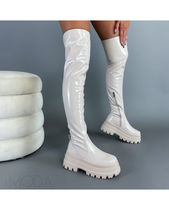 Béžové lesklé vysoké čižmy-294233-20