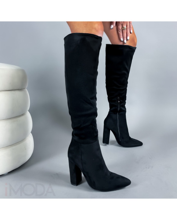Čierne semišové vysoké čižmy-313342-20