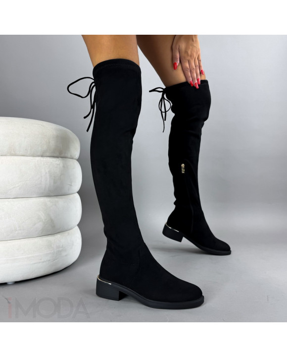 Čierne semišové vysoké čižmy-322194-20