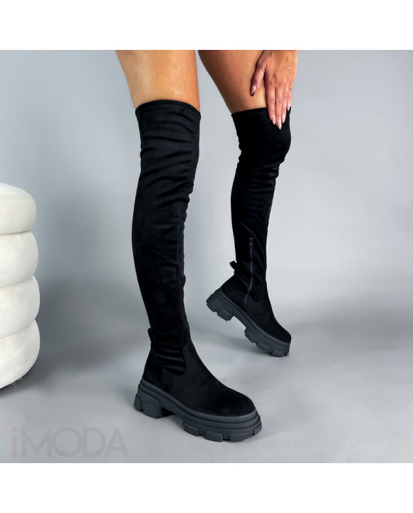 Čierne semišové vysoké čižmy-294454-20