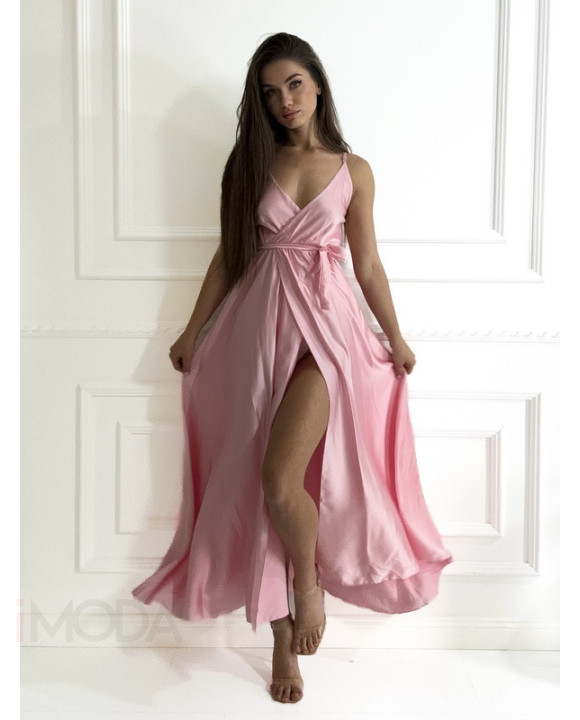 Ružové dlhé saténové šaty-304397-20