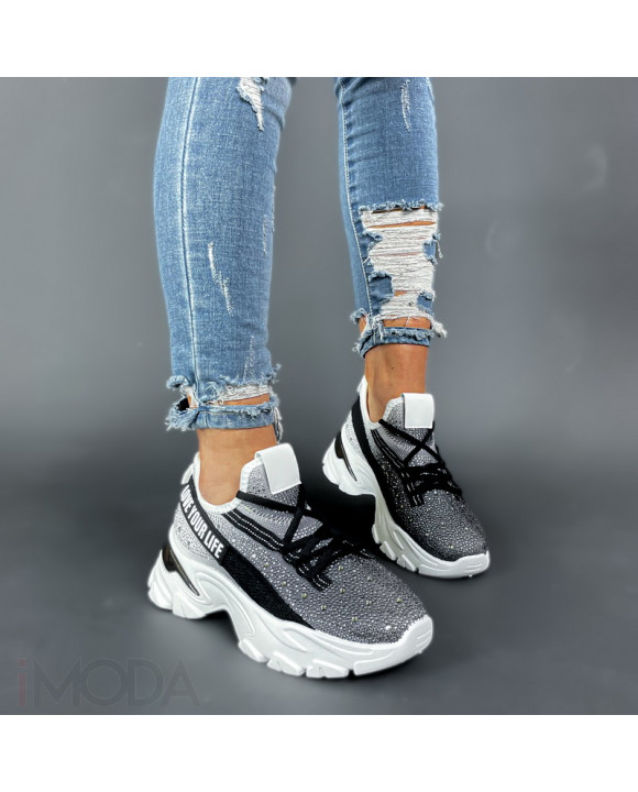 Čierne textilné tenisky s kamienkami-298751-20