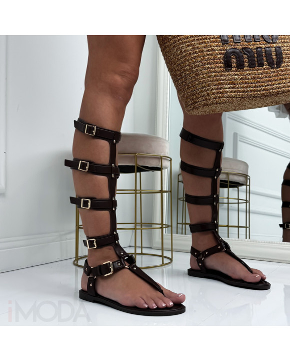 Hnedé gladiátorky na zapínanie-326900-20