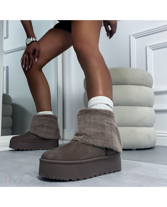 Hnedé snehule s kožušinou-309265-20