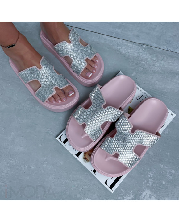 Ružovo-strieborné šľapky-316455-20