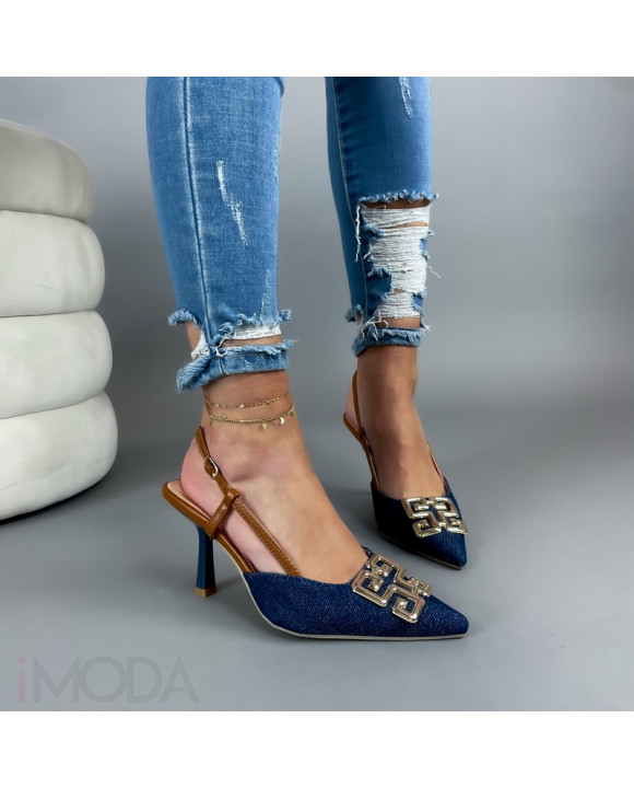 Tmavomodré rifľové sandále-305511-20