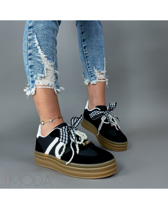 Čierne tenisky s perličkami-314871-20