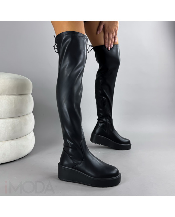 Ćierne vysoké čižmy na platforme-322989-20
