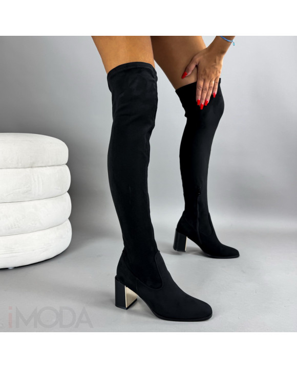 Čierne semišové vysoké čižmy-309314-20