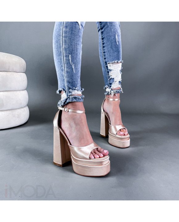 Béžové saténové sandále na platforme-285759-20