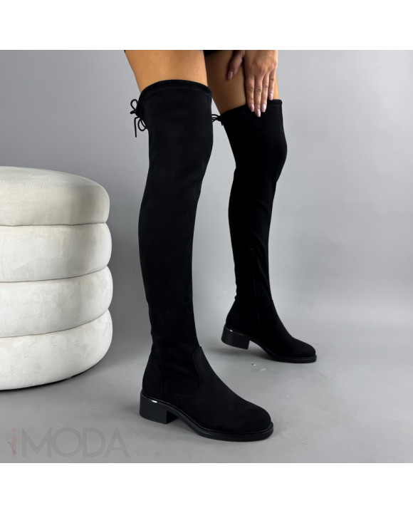 Čierne vysoké semišové čižmy-322996-20