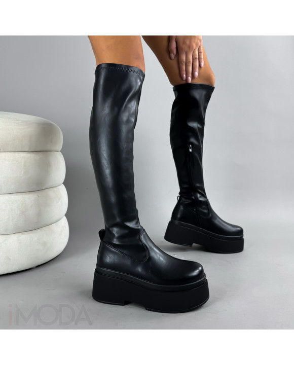 Čierne vysoké čižmy na platforme-322982-20