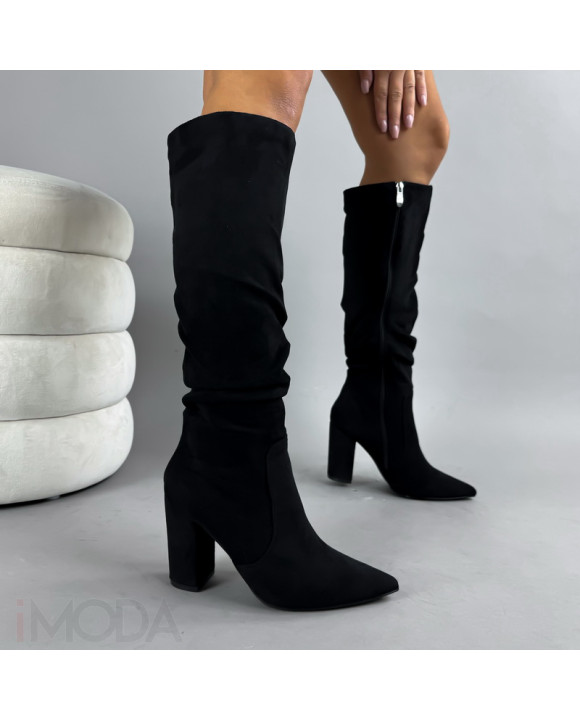 Čierne semišové vysoké čižmy-322968-20