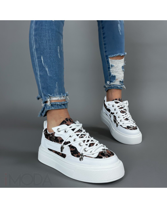 Biele tenisky s leopardím vzorom-314513-20