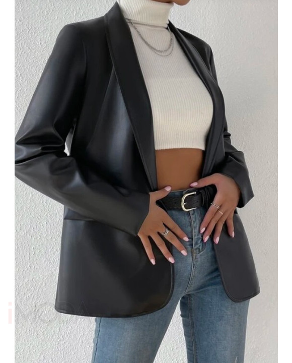 Čierne koženkové sako-295745-20