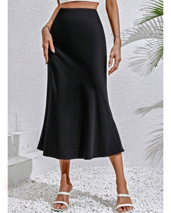Čierna saténová sukňa-300303-20